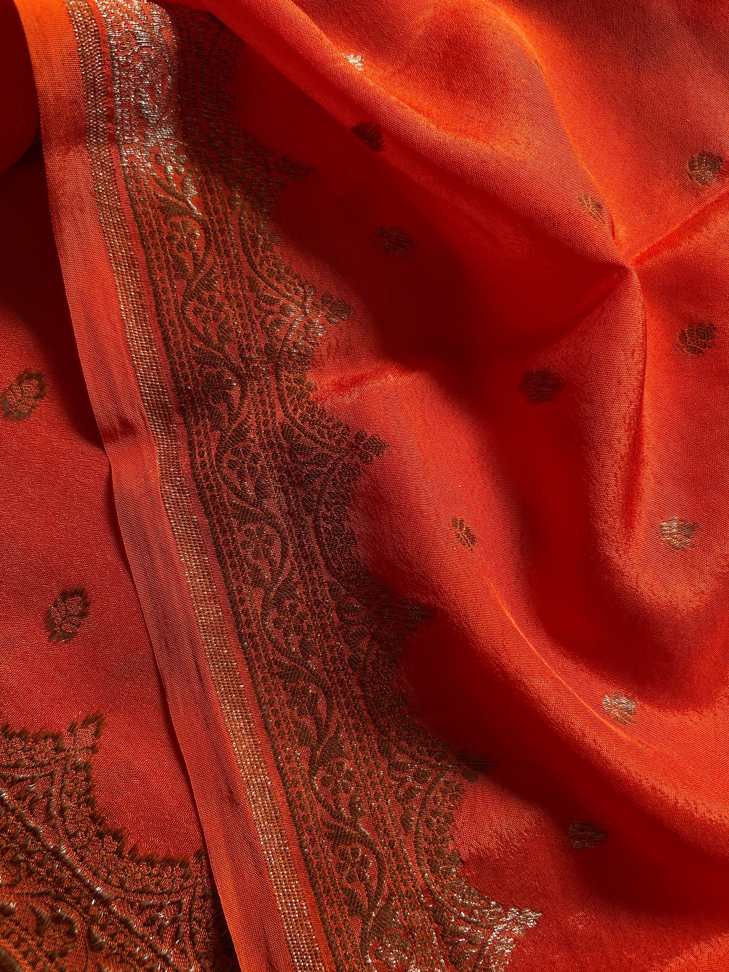 Soft Crepe Banarasi : Solid Orange