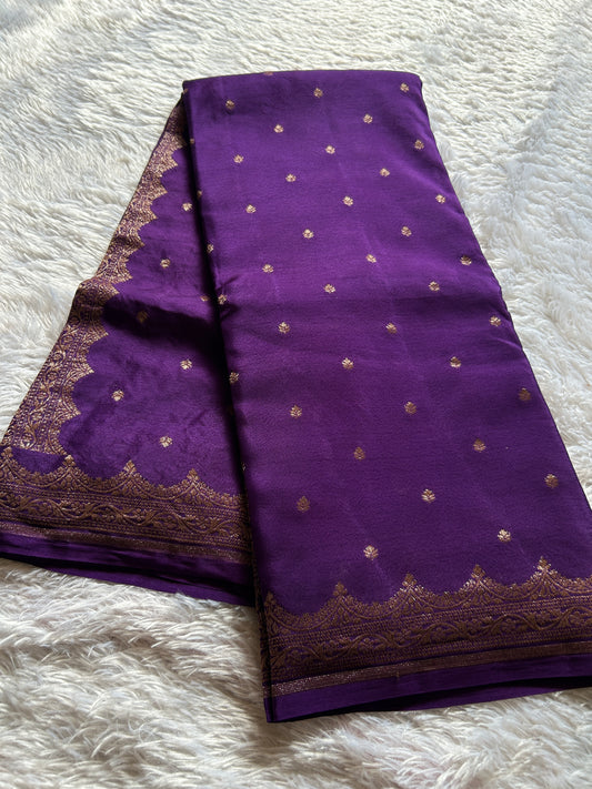 Soft Crepe Banarasi : Solid Purple