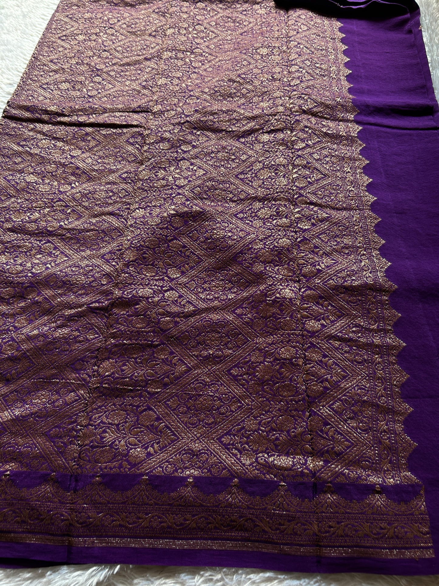 Soft Crepe Banarasi : Solid Purple