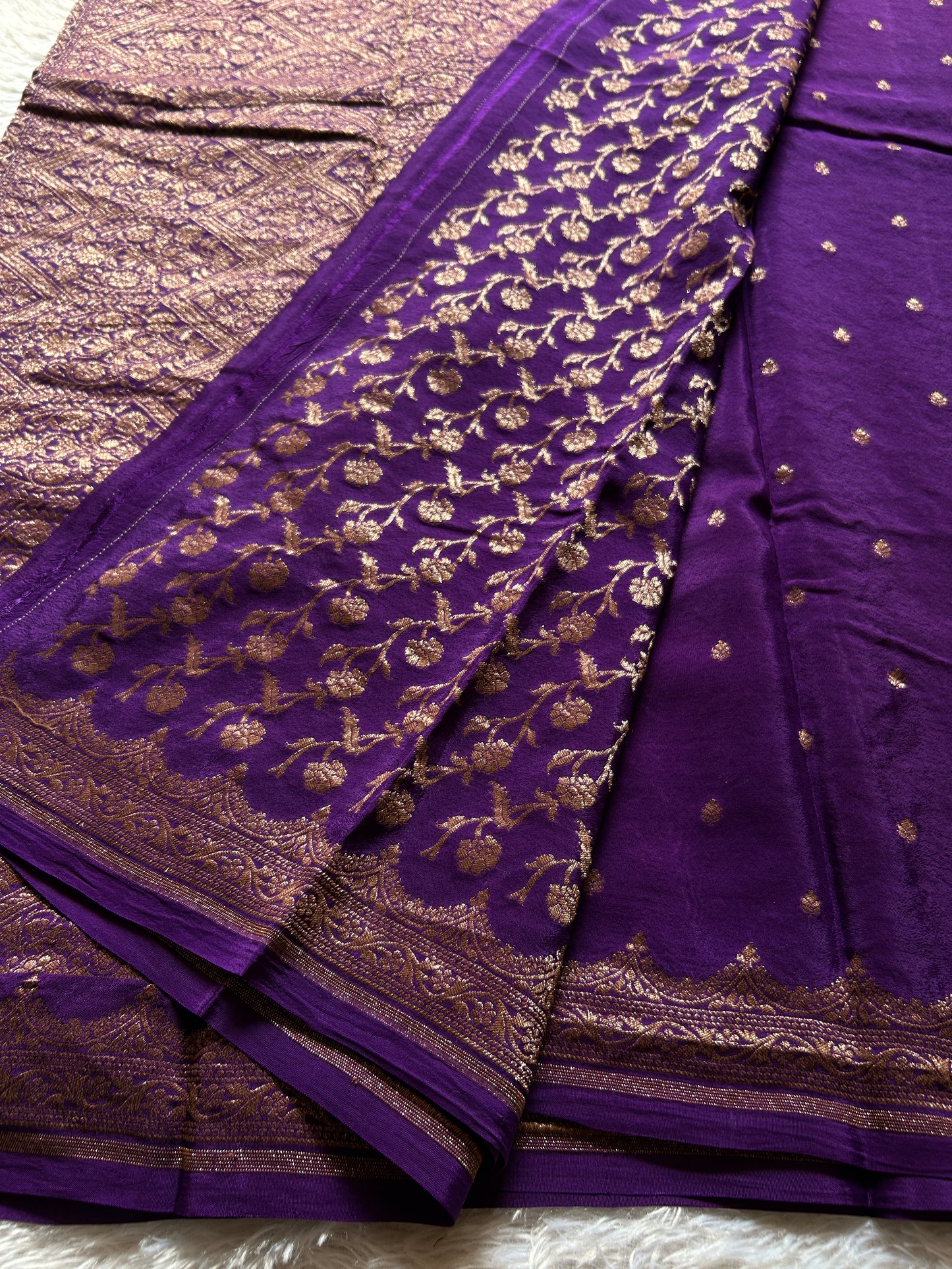 Soft Crepe Banarasi : Solid Purple