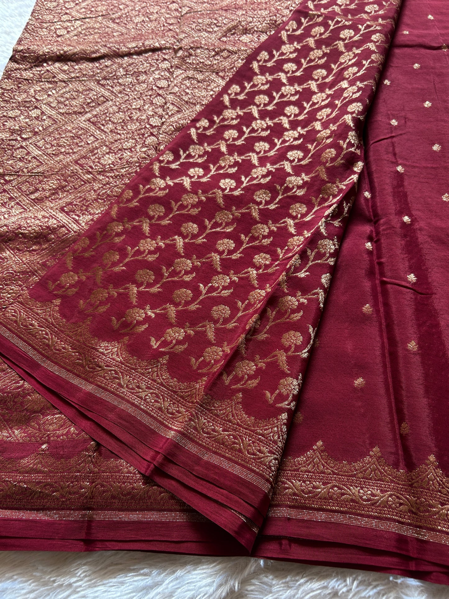 Soft Crepe Banarasi : Solid Maroon