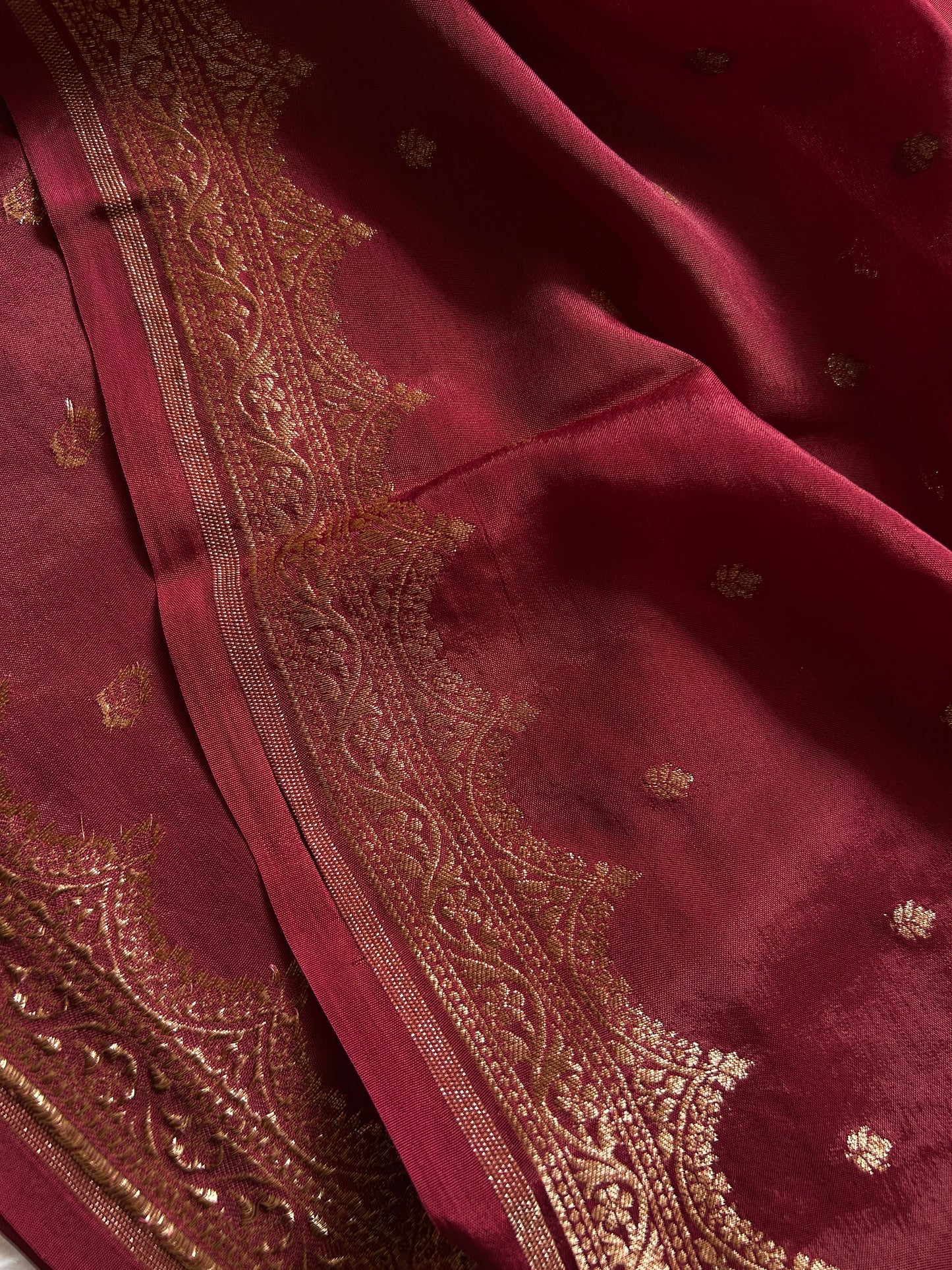 Soft Crepe Banarasi : Solid Maroon