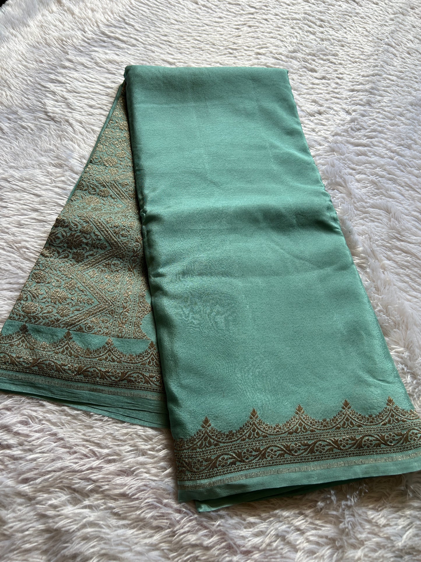 Soft Crepe Banarasi : Solid Powder blue