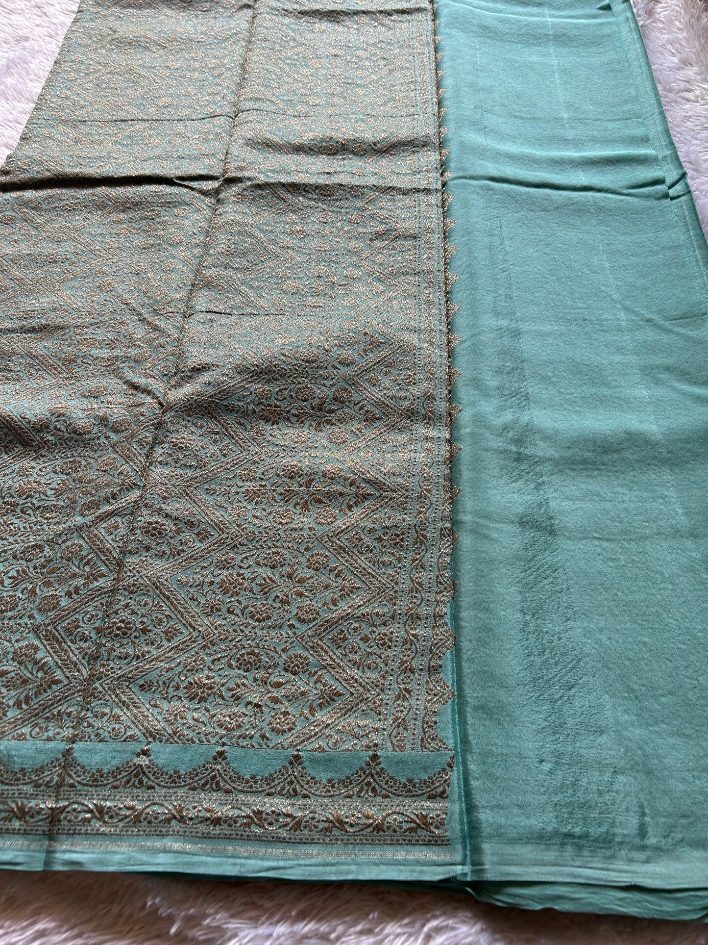 Soft Crepe Banarasi : Solid Powder blue