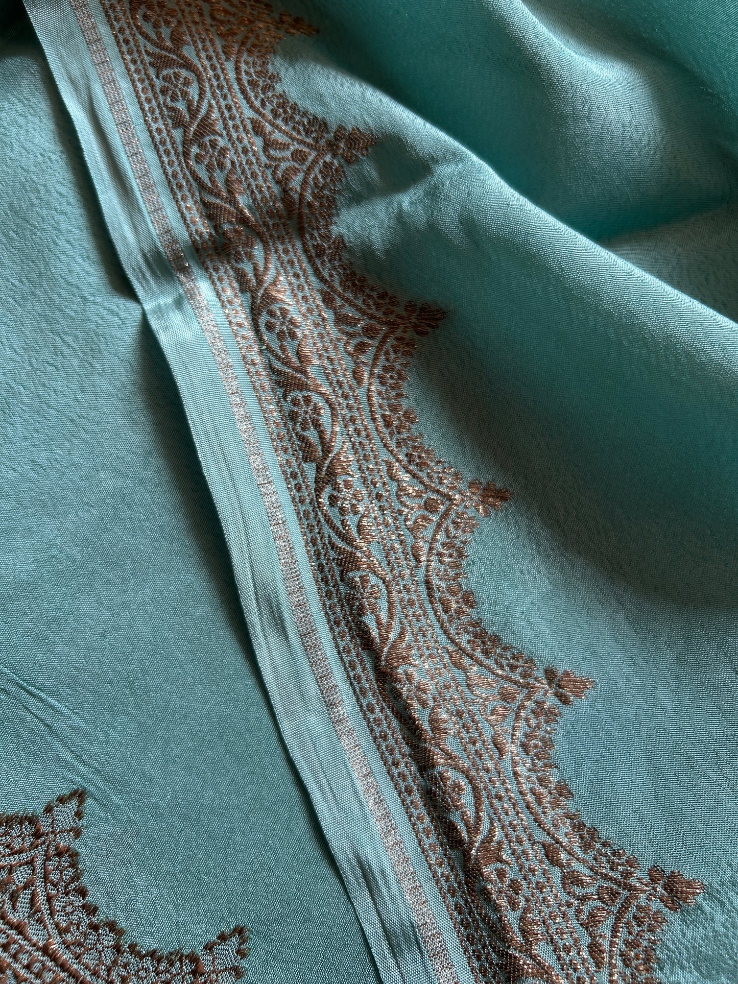 Soft Crepe Banarasi : Solid Powder blue