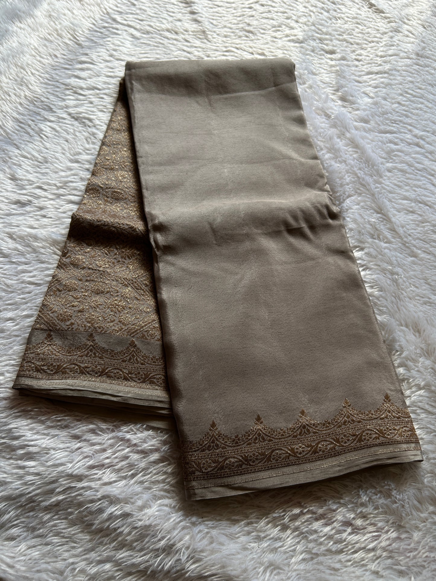 Soft Crepe Banarasi : Solid Ash grey