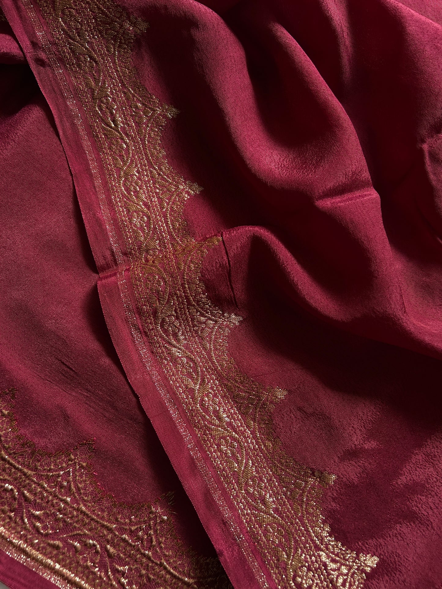 Soft Crepe Banarasi : Solid Maroon