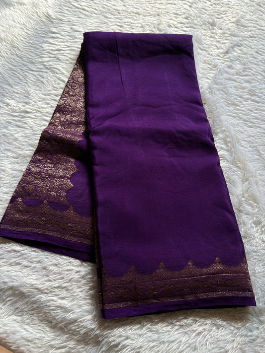 Soft Crepe Banarasi : Solid Purple