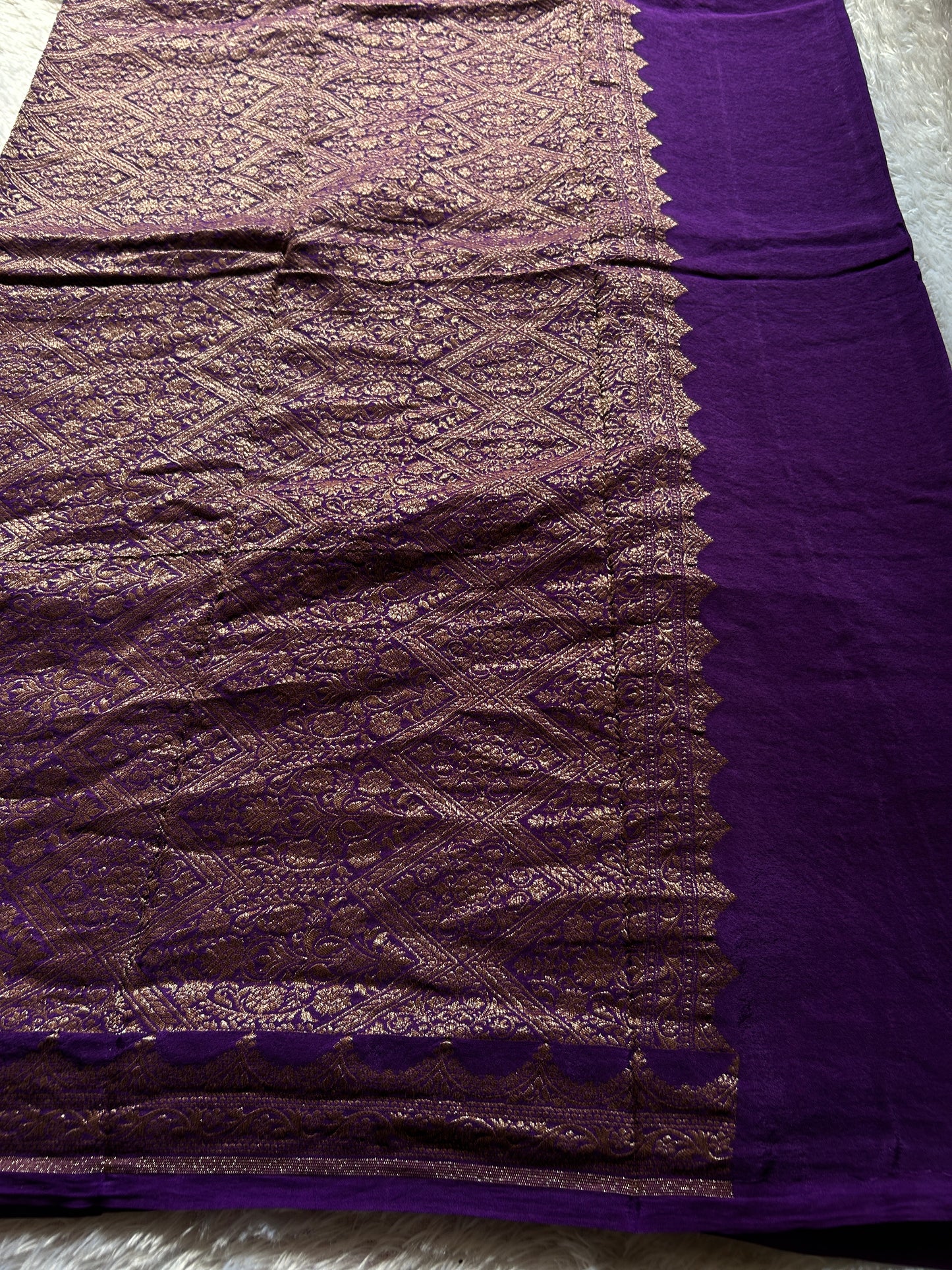 Soft Crepe Banarasi : Solid Purple
