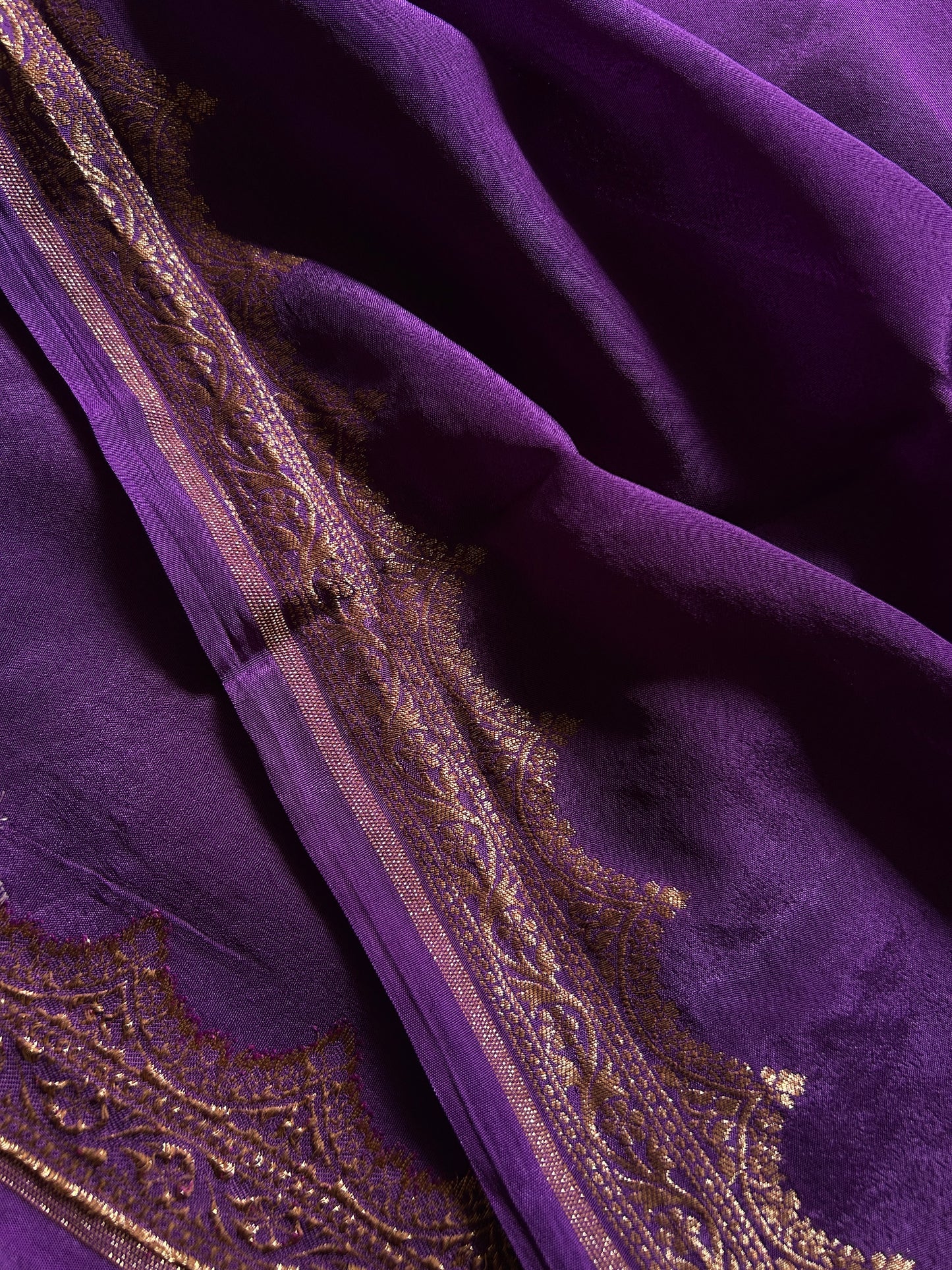 Soft Crepe Banarasi : Solid Purple