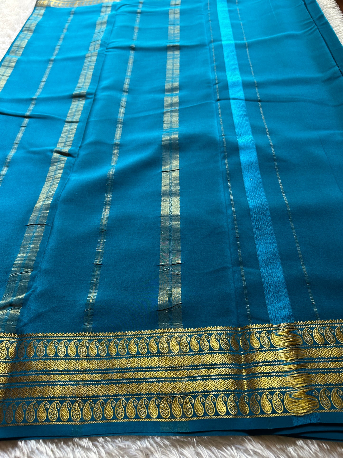 Maithili : Solid Peacock blue