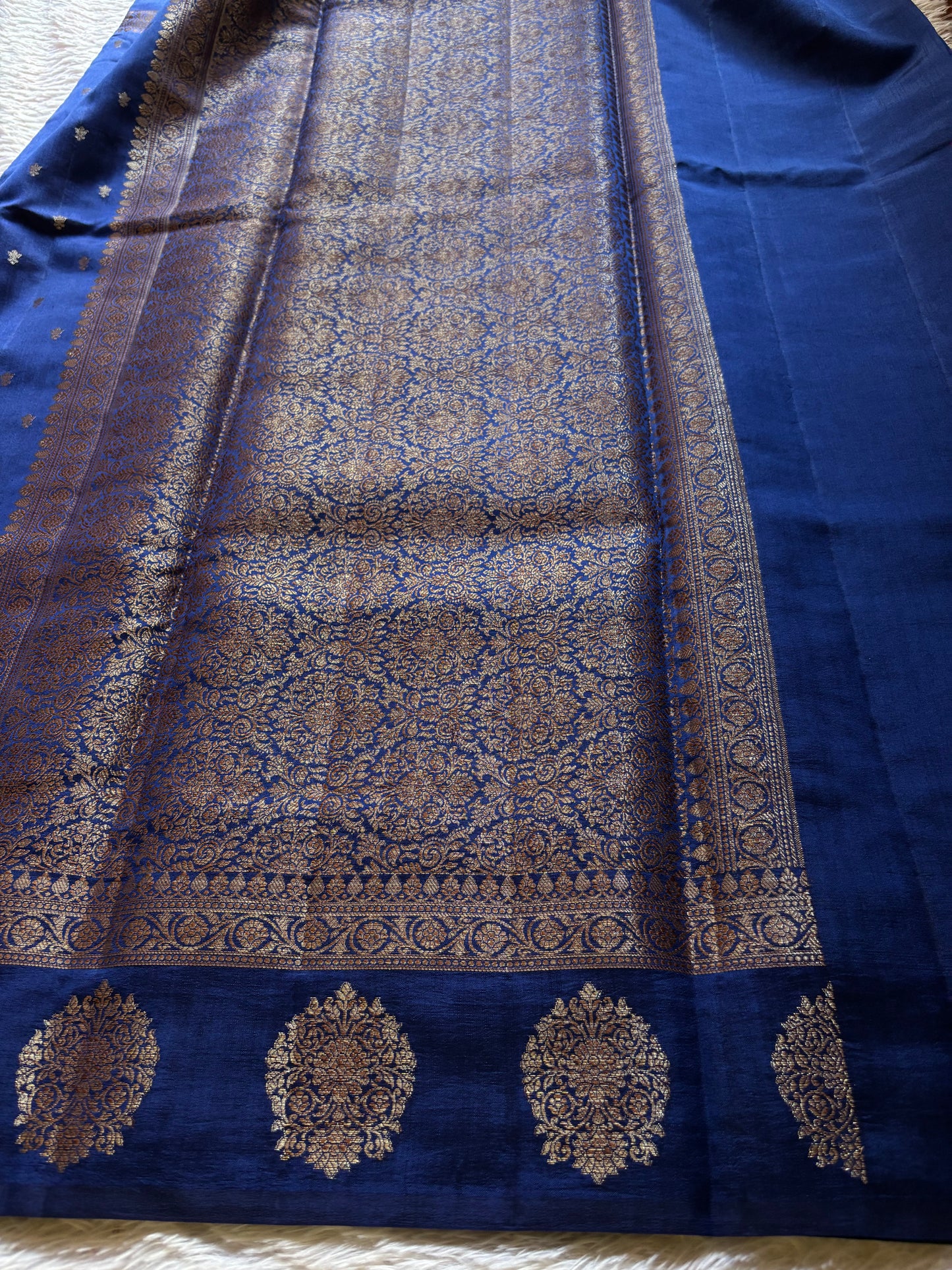 Banarasi Chiniya : Solid Dark blue