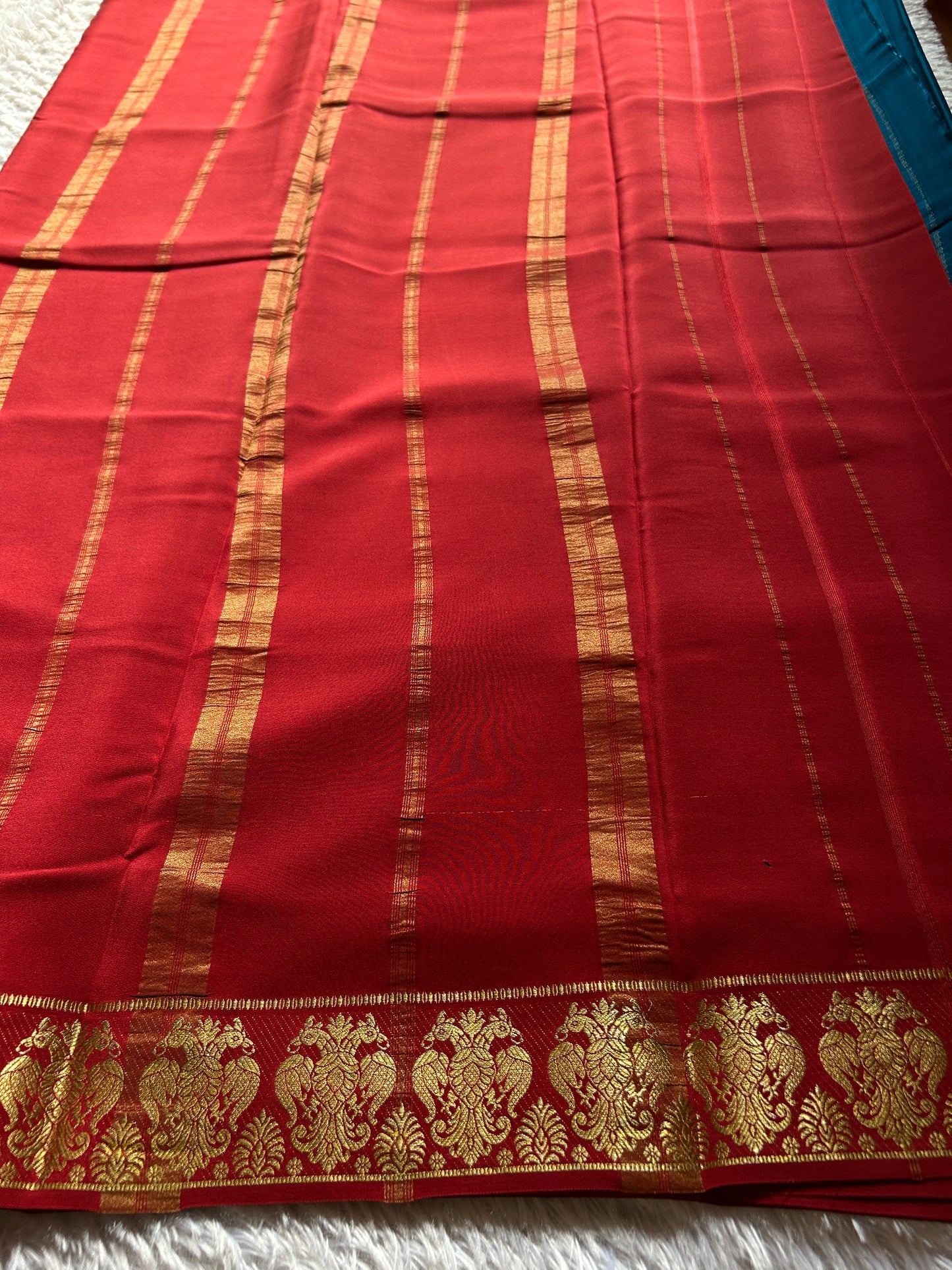 Veera (2D) : Peacock blue-rust red