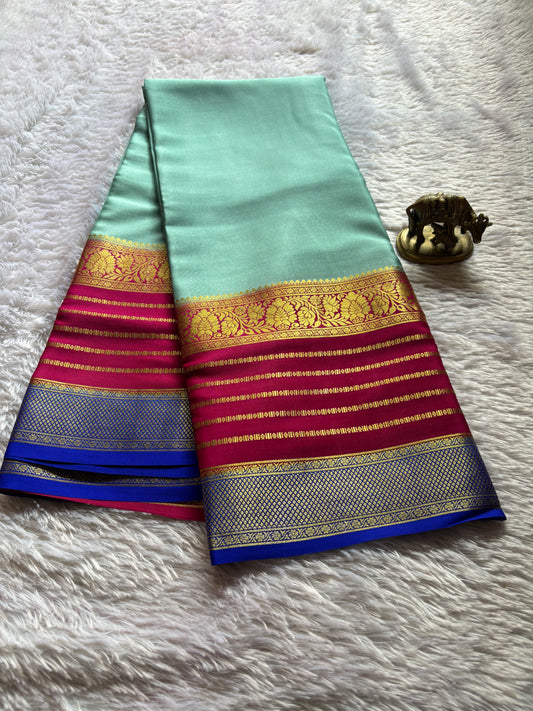 Sindhu (3D) : Sea green-rani pink-royal blue