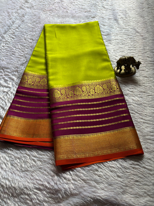 Sindhu (3D) : Mehendi green-magenta-orange