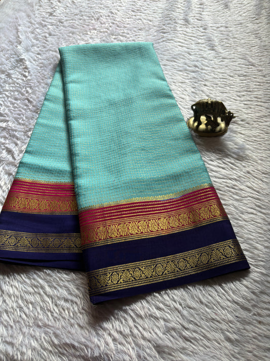 Gayatri (3D) : Sky blue-rani pink-navy blue