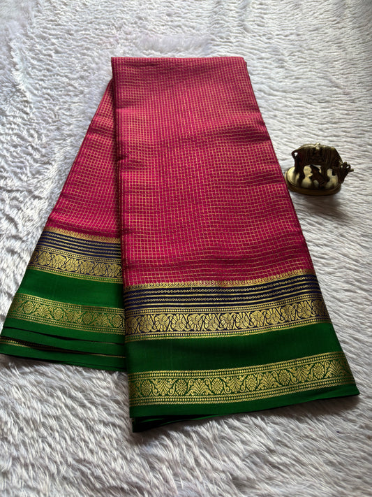 Gayatri (3D) : Rani pink-navy blue-green
