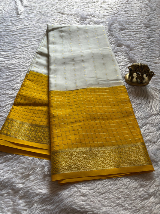 Kavya (2D) : Off white-golden yellow