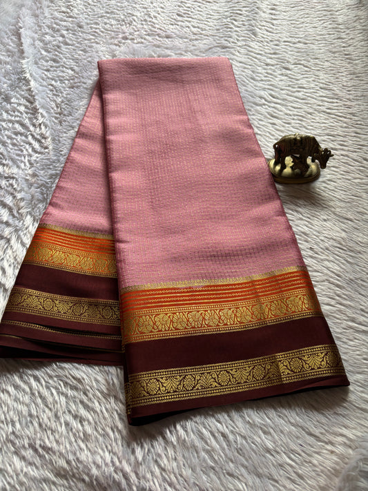Gayatri (3D) : Light pink-orange-chocolate brown